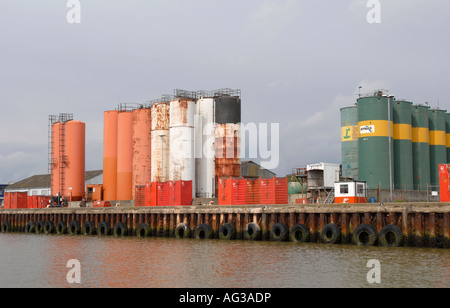 Storage tanks South Quay Great Yarmouth Norfolk UK Stock Photo