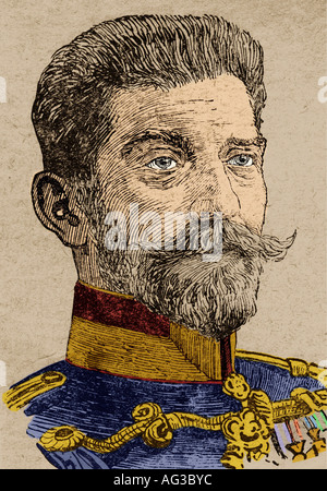 Ferdinand I., 24.8.1865 - 20.7.1927, King of Romania 10.10.1914 - 20.7.1927, portrait, drawing, circa 1915, Stock Photo