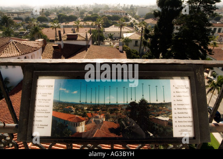 Panoramic view of town from The Courthouse. Santa Barbara downtown. California. USA. Stock Photo