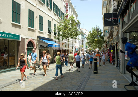 Shoppers in Main Street, Gibraltar Stock Photo