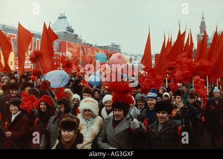 geography/travel, Russia, politics, manifestations, 60th anniversary of October Revolution, Red Square, Moscow, 8.11.1977, Stock Photo