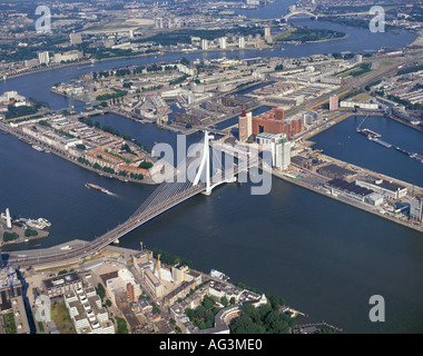 Aerial view of the Erasmusbridge in Rotterdam Stock Photo