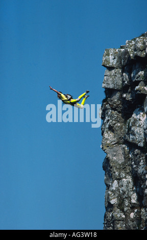 Picture Credit DougBlane com Russell Powell BASE 230 BASE Jumping Cheddar Gorge Stock Photo