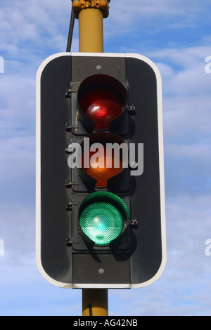 Orange amber traffic light photo at night on black background Stock ...