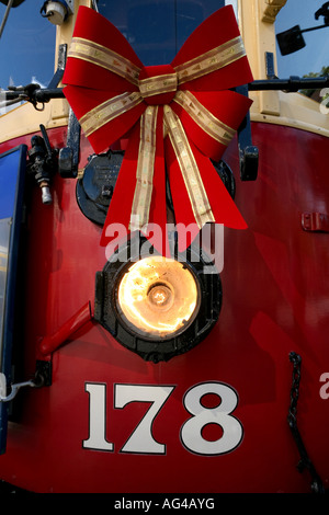 Detail of historic tram in Christchurch city centre, New Zealand Stock Photo