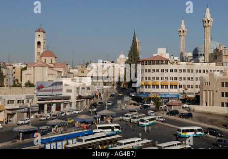 View of the JETT bus station located near to the King Abdullah I Mosque in Amman downtown Jordan Stock Photo