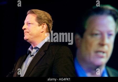 Former US Vice President Al Gore speaking about environmental issues at The Guardian Hay Festival 2006 Hay on Wye Powys Wales UK Stock Photo