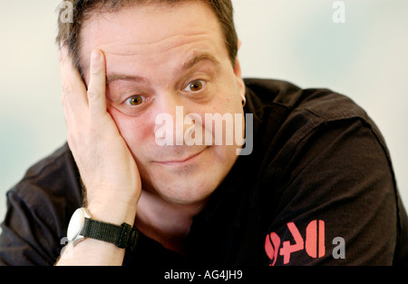 British standup comedian Mark Thomas pictured at The Guardian Hay Festival 2006 Hay on Wye Powys Wales UK Stock Photo