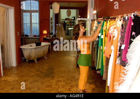 Germany Cologne Clothes by designer Claudia Heller at her shop in the belgian quarter Located on Antwerpener starsse 50 Stock Photo