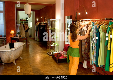 Germany Cologne Clothes by designer Claudia Heller at her shop in the belgian quarter Located on Antwerpener starsse 50 Stock Photo