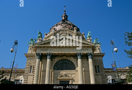 Szechenyi Furdo Thermal Baths, main entrance, City Park, Varosliget, Budapest, Hungary Stock Photo