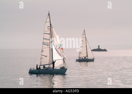 sailing boats off the coast of brittany, france Stock Photo