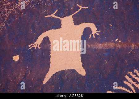 Ancient Indian Petroglyph on Newspaper Rock Stock Photo