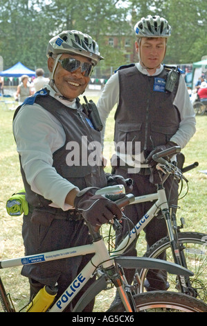 Police on bikes at a road safety event on Highbury Fields Highbury London England UK Stock Photo