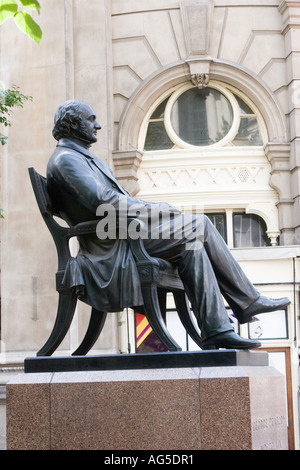 Statue of George Peabody (1795 - 1869), an American philanthropist at the rear of the Royal Exchange in the City of London Stock Photo