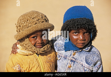 Algeria Tamanrasset Children with caps Stock Photo