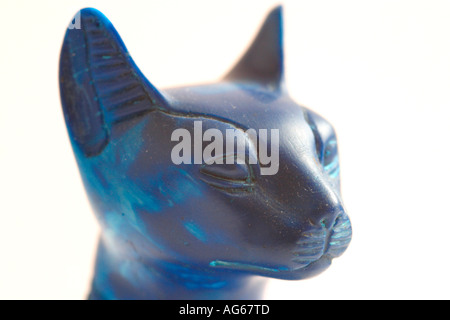 Head of cat statue represnting the Egyptian cat goddess Bast or Bastet Stock Photo