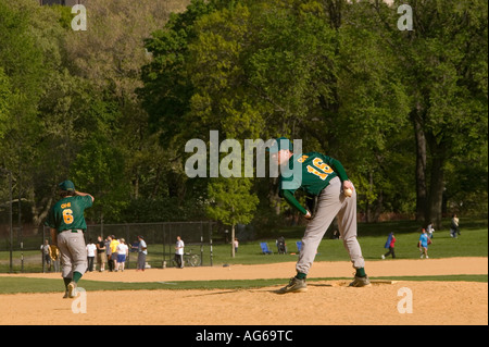 Weekend afternoon baseball game in Central Park in New York City, USA, May 2006 Stock Photo
