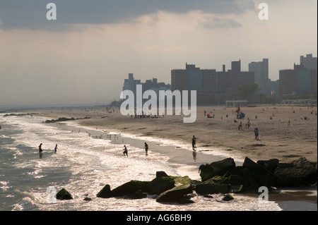 Coney Island beach in New York City USA seen from the jetty May 2006 Stock Photo