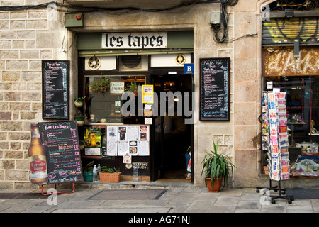 Local bar, 'Les Tapes' in Plaça Regomir, Barcelona, Spain, Europe Stock Photo