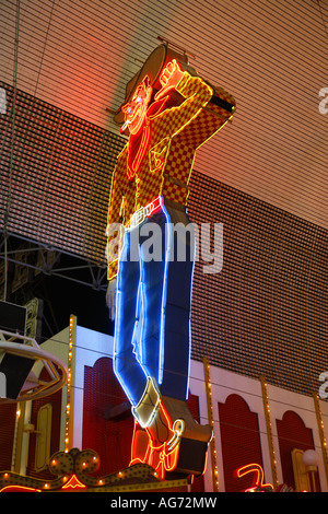 The 40 foots tall neon cowboy Vegas Vic on the Pioneer downtown Las Vegas Nevada Stock Photo