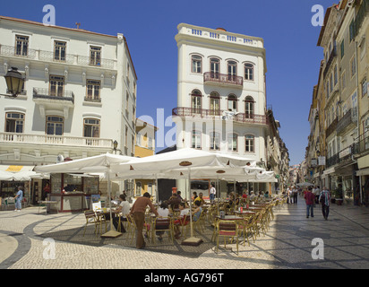 Portugal, The Beira Litoral District, Coimbra, Cafe In Main Square, The Largo Da Portagem Stock Photo