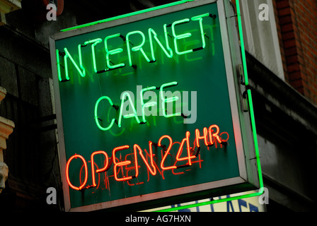 internet cafe neon sign, london, england Stock Photo