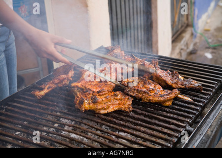 Frying Chicken at Market in  La Union State of Guerrero Mexico Stock Photo