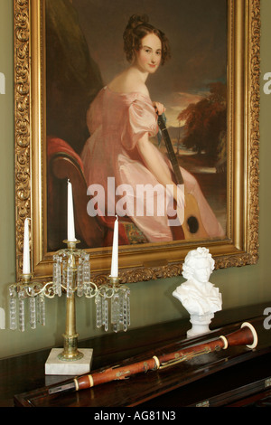 Alabama Mobile County,Mobile,Oakleigh historic Complex,1833 Greek Revival Mansion,Thomas Sully portrait painting,visitors travel traveling tour touris Stock Photo