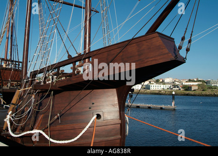 Replica of an old ship used in the discoveries Stock Photo