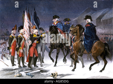 Colonel Rahl surrenders to George Washington at The Battle of Trenton ...