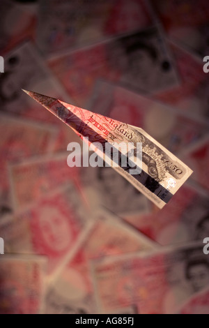 Airplane made from British Pound note Stock Photo