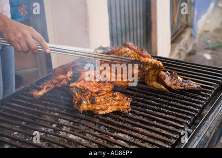 Frying Chicken at Market in La Union State of Guerrero Mexico Stock Photo