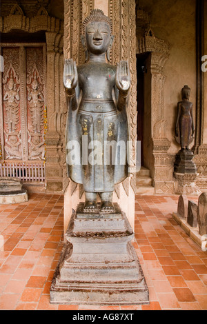 Buddha statues on terrace at Haw Pha Kaew museum Vientiane Laos Stock Photo