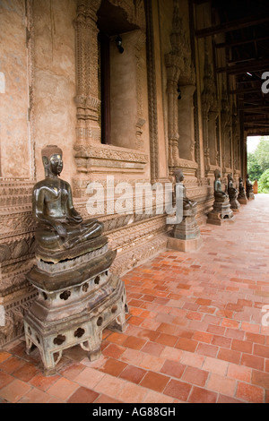 sitting Buddha statues at Haw Pha Kaew museum Vientiane Laos Stock Photo