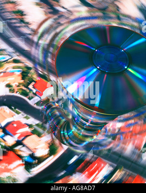 CD tornado over houses Stock Photo