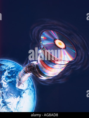 CD tornado over earth Stock Photo