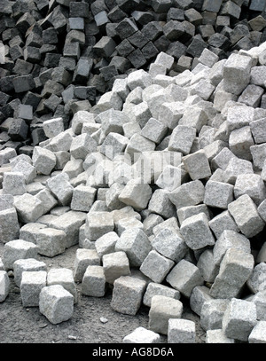 Piles of white and black cobble stones Stock Photo