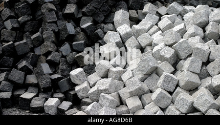 Piles of white and black cobble stones Stock Photo