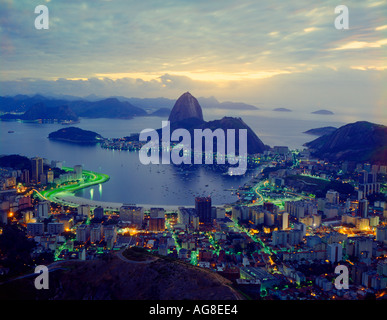 aerial Rio De Janiero Brazil at dusk Stock Photo