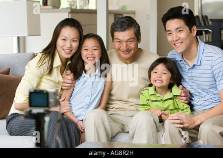 Asian Family Poses for Self-Portrait Stock Photo