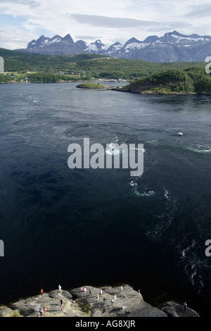 Whirlpools at Saltstraumen tidal current, near Bodø, Norway. Stock Photo