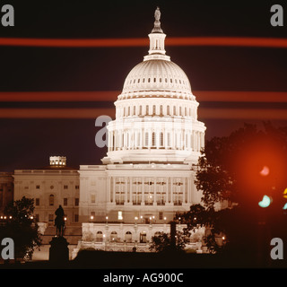 United States Capitol building at night in Washington DC Stock Photo