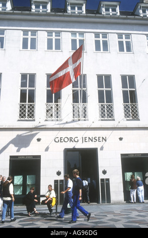 Famous Danish Silversmith Georg Jensen has his main shop on the Stroget pedestrian street in central Copenhagen,Denmark Stock Photo