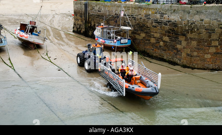 Launch of the lifeboat in Newquay Cornwall England Stock Photo