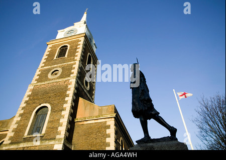 Statue of Pocahontas in churchyard of St Georges Gravesend Kent UK 2007 Stock Photo