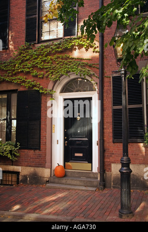 Beacon Hill brownstone residences on West Cedar Streetl Boston MA Stock Photo
