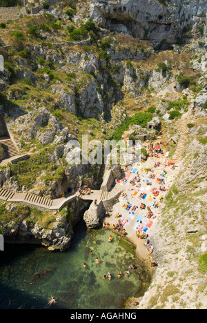 Rocky beach near Gagliano del Capo Ionian Sea Puglia Italy Stock Photo