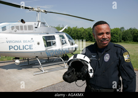 Virginia Beach,Police Department,Black man men male,helicopter pilot,helmet,law enforcement,VA070612118 Stock Photo