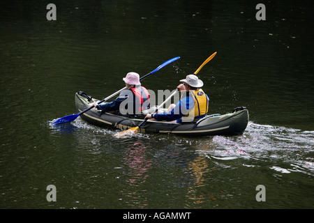 Inflatable kayak on the River Wye near Symonds Yat Gloucestershire UK 2007 Stock Photo